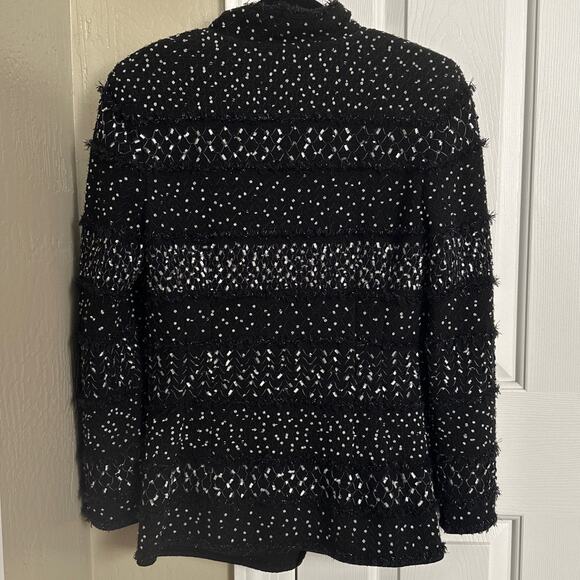 Escada Women Cardigan EUR 38‎ Black Ribbon Knit Wool Button Size 8 - Picture 5 of 9